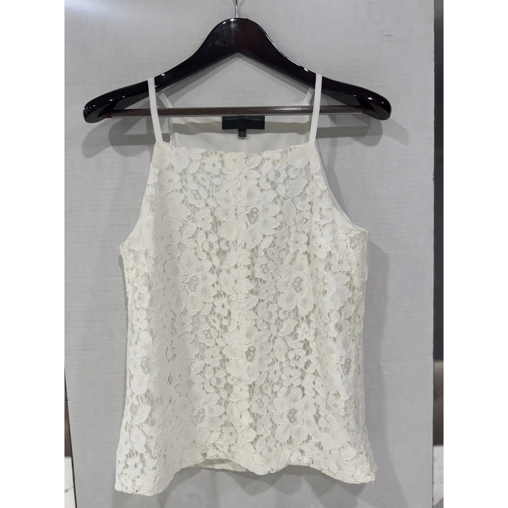 Sunday in Brooklyn Floral Lace Cami Top Ivory White Square Neck Medium